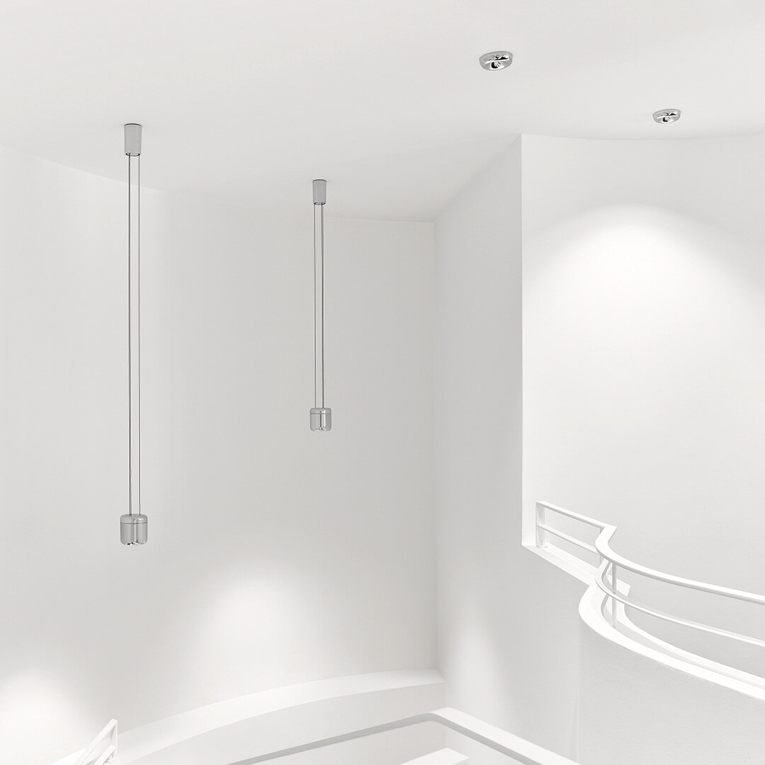 CAVITY Suspension L & Recessed L Aluminiumglanz © Studio Olaf Becker